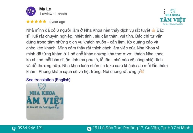 Bọc răng sứ ở đâu uy tín TPHCM? Review thực tế từ khách hàng 6 Review từ khách hàng