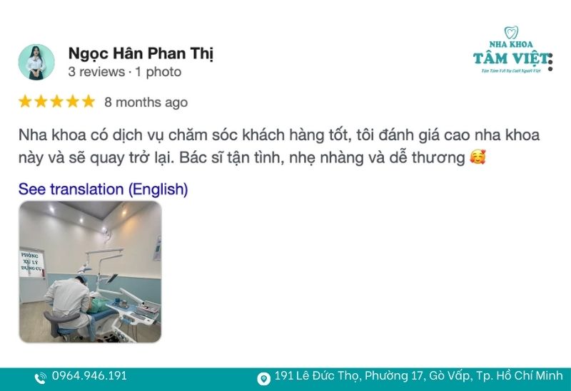 Bọc răng sứ ở đâu uy tín TPHCM? Review thực tế từ khách hàng 7 Review thực tế từ khách hàng